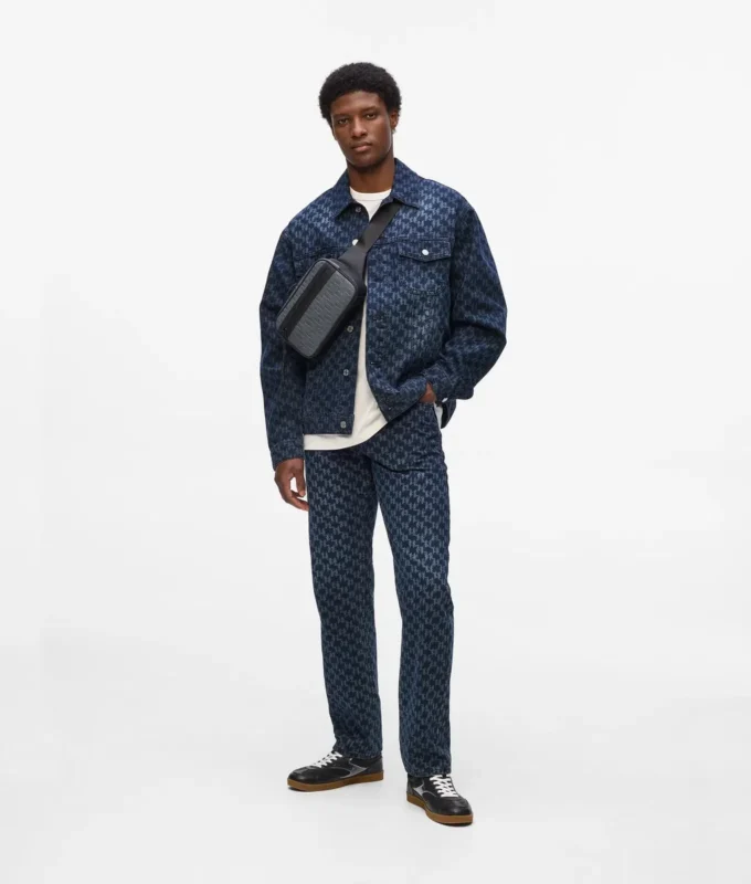 Denim jasje met all-over monogram
