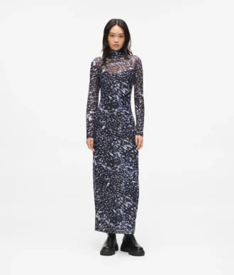 All-over-print mesh jurk