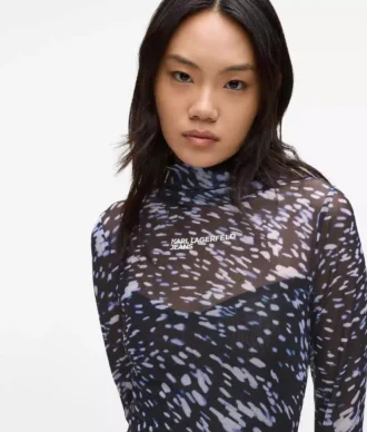 All-over-print mesh jurk