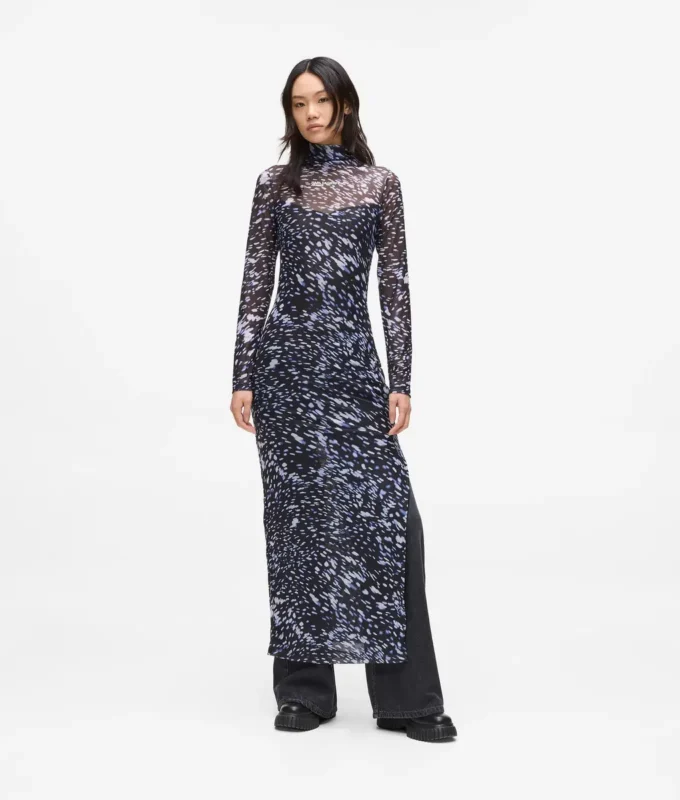 All-over-print mesh jurk