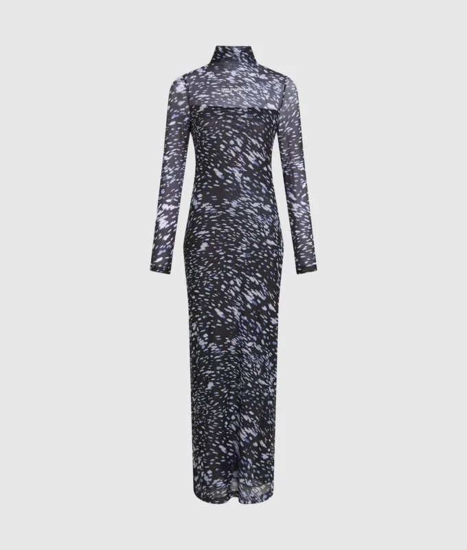 All-over-print mesh jurk