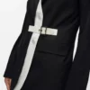 Blazer met contrasterende revers en riem