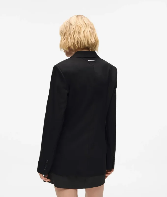 Blazer met contrasterende revers en riem