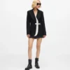 Blazer met contrasterende revers en riem