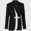 Blazer met contrasterende revers en riem