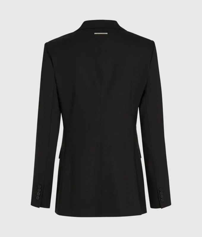Blazer met contrasterende revers en riem