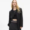Blazer met denim paneel