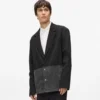 Blazer met denim paneel