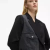 Blazer met denim paneel