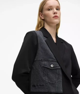 Blazer met denim paneel