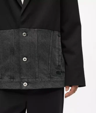 Blazer met denim paneel
