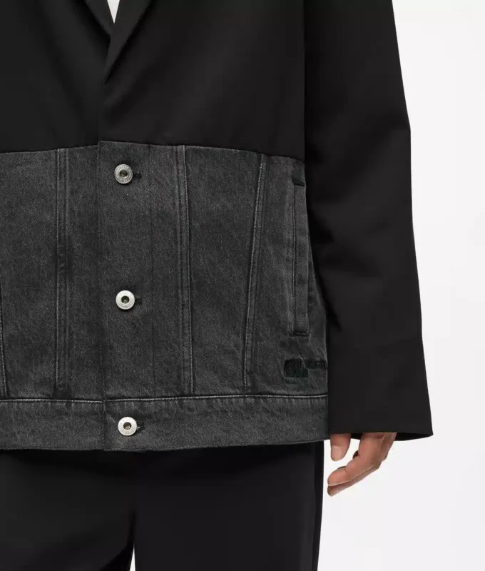 Blazer met denim paneel