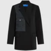 Blazer met denim paneel