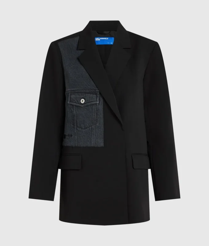 Blazer met denim paneel