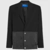 Blazer met denim paneel