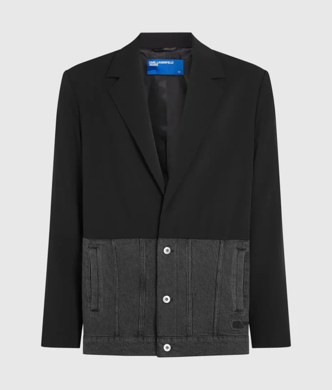 Blazer met denim paneel