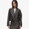 Blazer van kunstleer met distressed effect