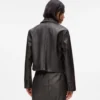 Blazer van kunstleer met distressed effect