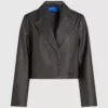 Blazer van kunstleer met distressed effect