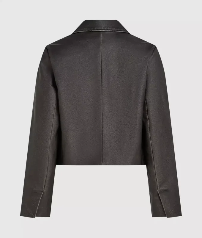 Blazer van kunstleer met distressed effect