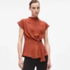 BLOUSE MET KORTE MOUWEN EN KNOP