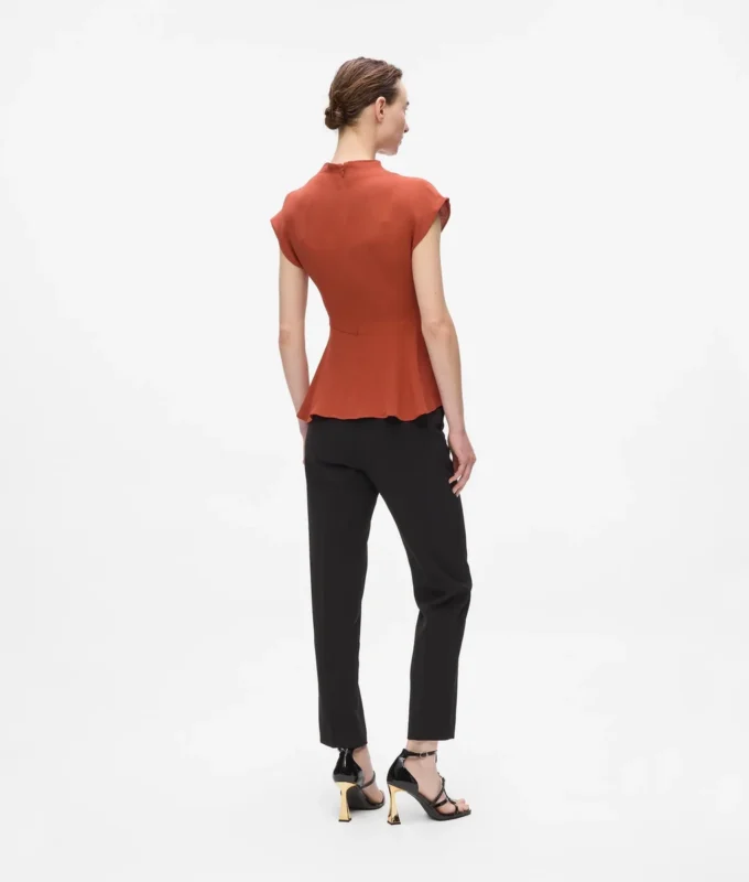BLOUSE MET KORTE MOUWEN EN KNOP