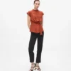 BLOUSE MET KORTE MOUWEN EN KNOP