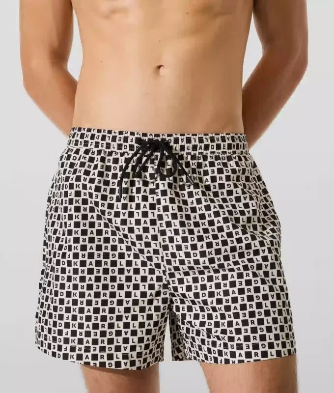 Boardshorts met dambordpatroon