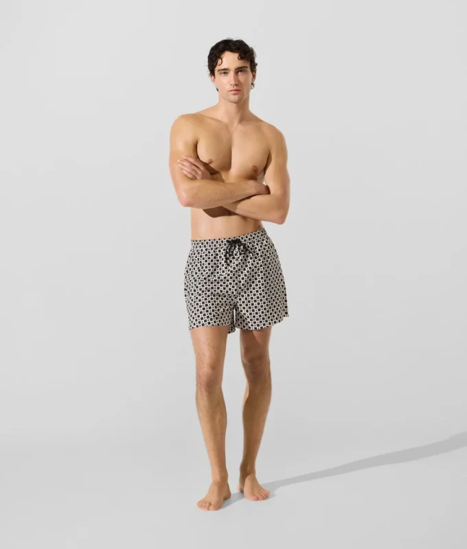 Boardshorts met dambordpatroon