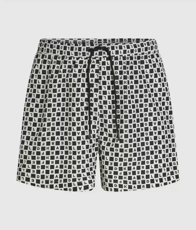 Boardshorts met dambordpatroon