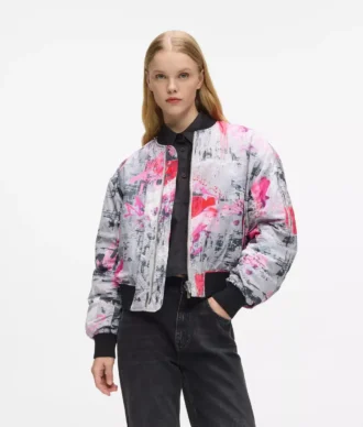 Bomberjack met all-over verfprint