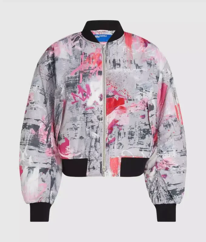 Bomberjack met all-over verfprint
