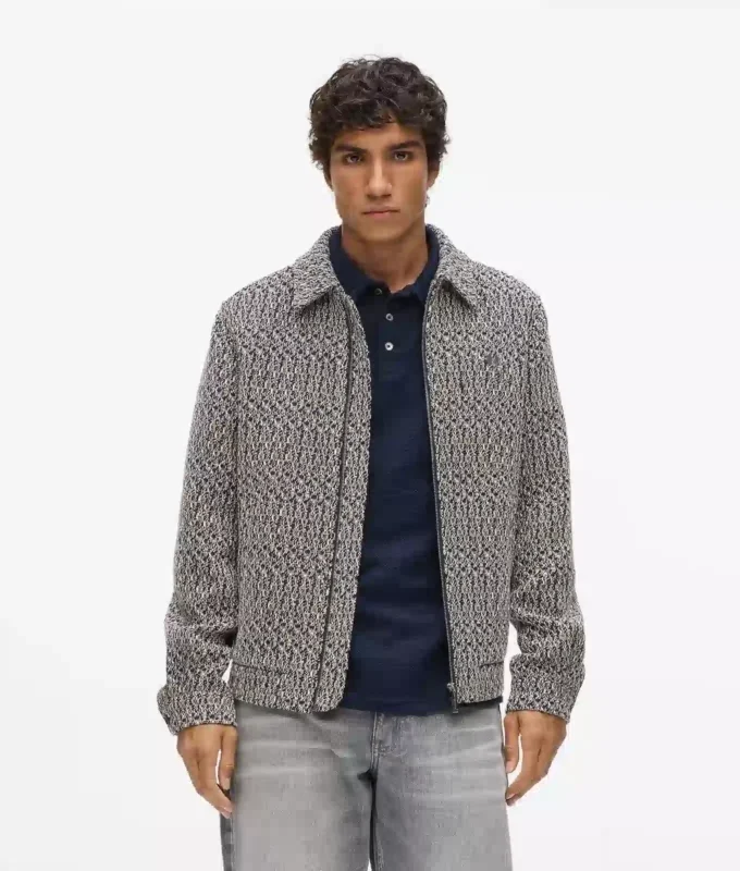 Bouclé tweed jasje met ritssluiting