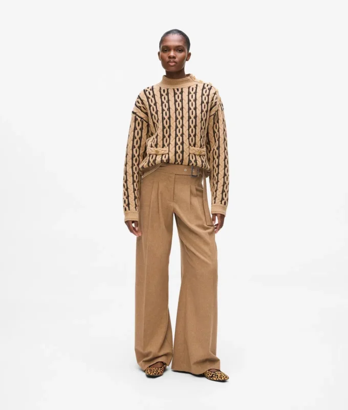Brede broek van wolmix