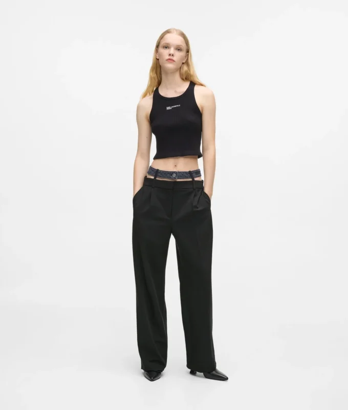 Broek met dubbele tailleband