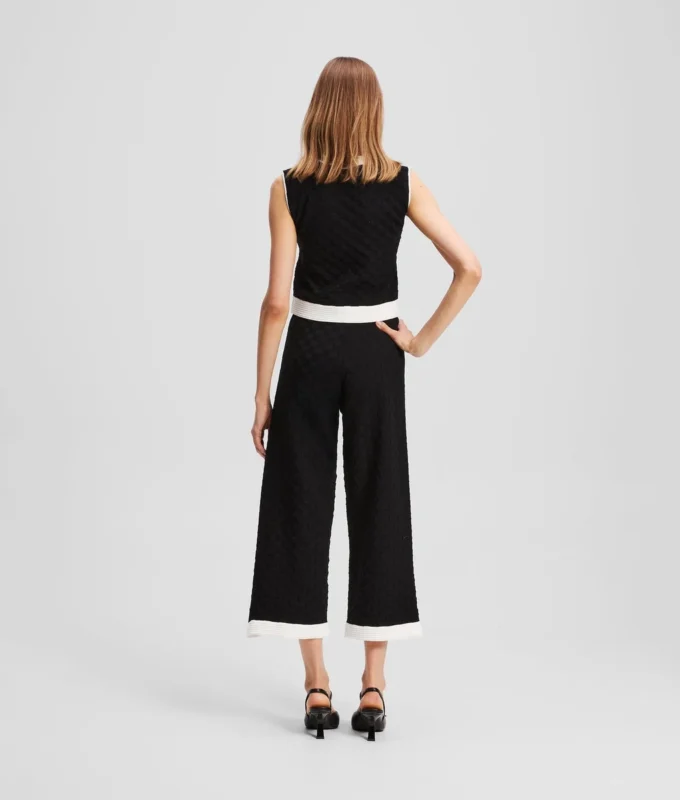 CONTRAST PIPING GEBREIDE BROEK
