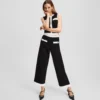 CONTRAST PIPING GEBREIDE BROEK