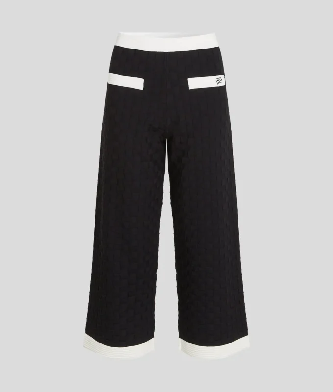 CONTRAST PIPING GEBREIDE BROEK