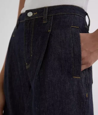 CONTRASTSTIKKING JEANS MET WIJDE PIJP