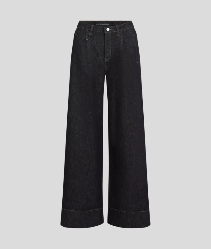 CONTRASTSTIKKING JEANS MET WIJDE PIJP