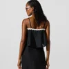 Cropped strandtop met geschulpte rand