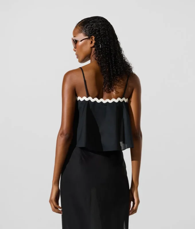 Cropped strandtop met geschulpte rand