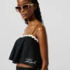 Cropped strandtop met geschulpte rand