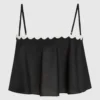 Cropped strandtop met geschulpte rand