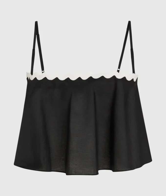 Cropped strandtop met geschulpte rand