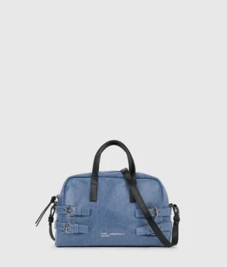 Denim bowlingtas met gesp