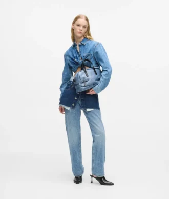 Denim bowlingtas met gesp
