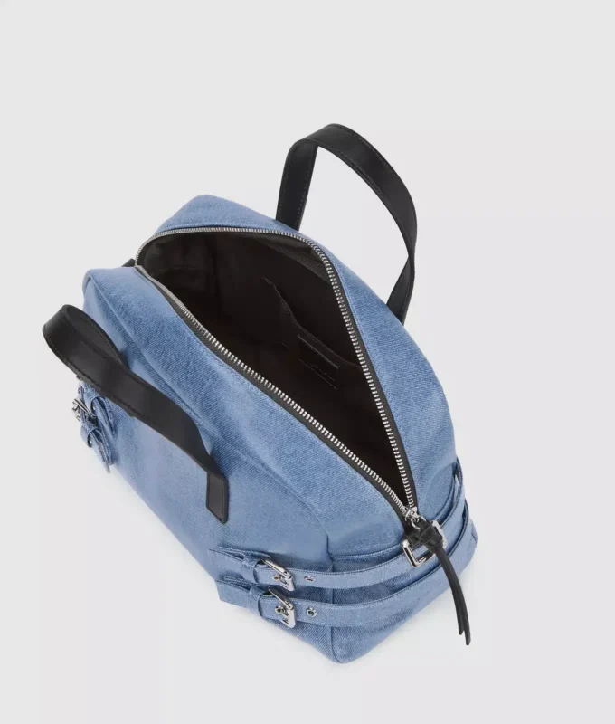 Denim bowlingtas met gesp