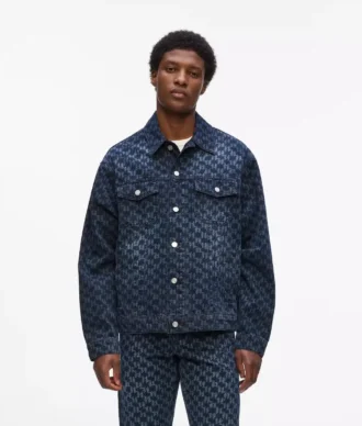 Denim jasje met all-over monogram