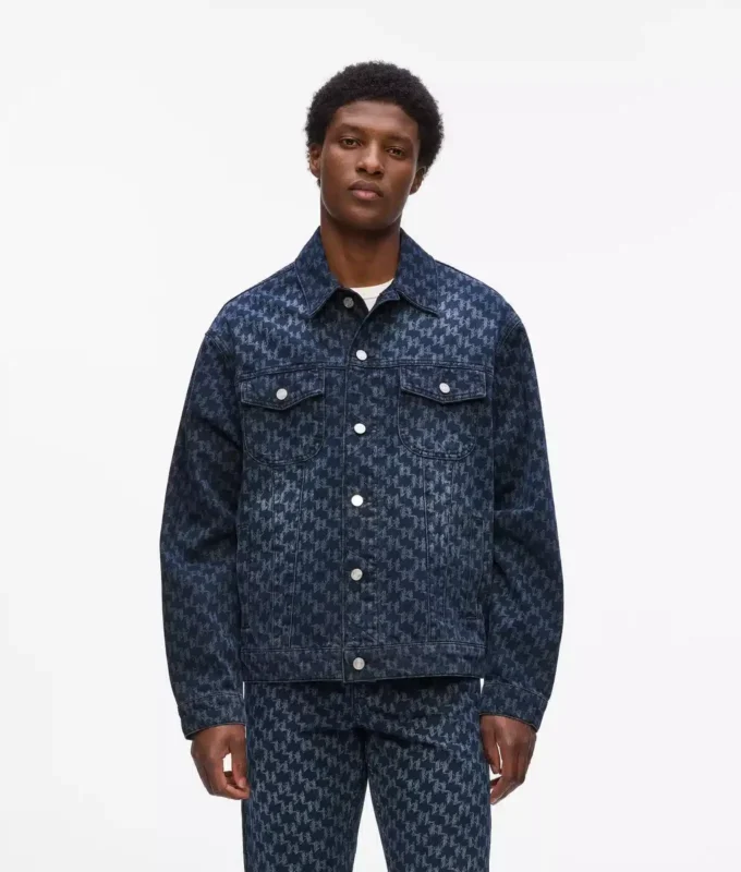Denim jasje met all-over monogram